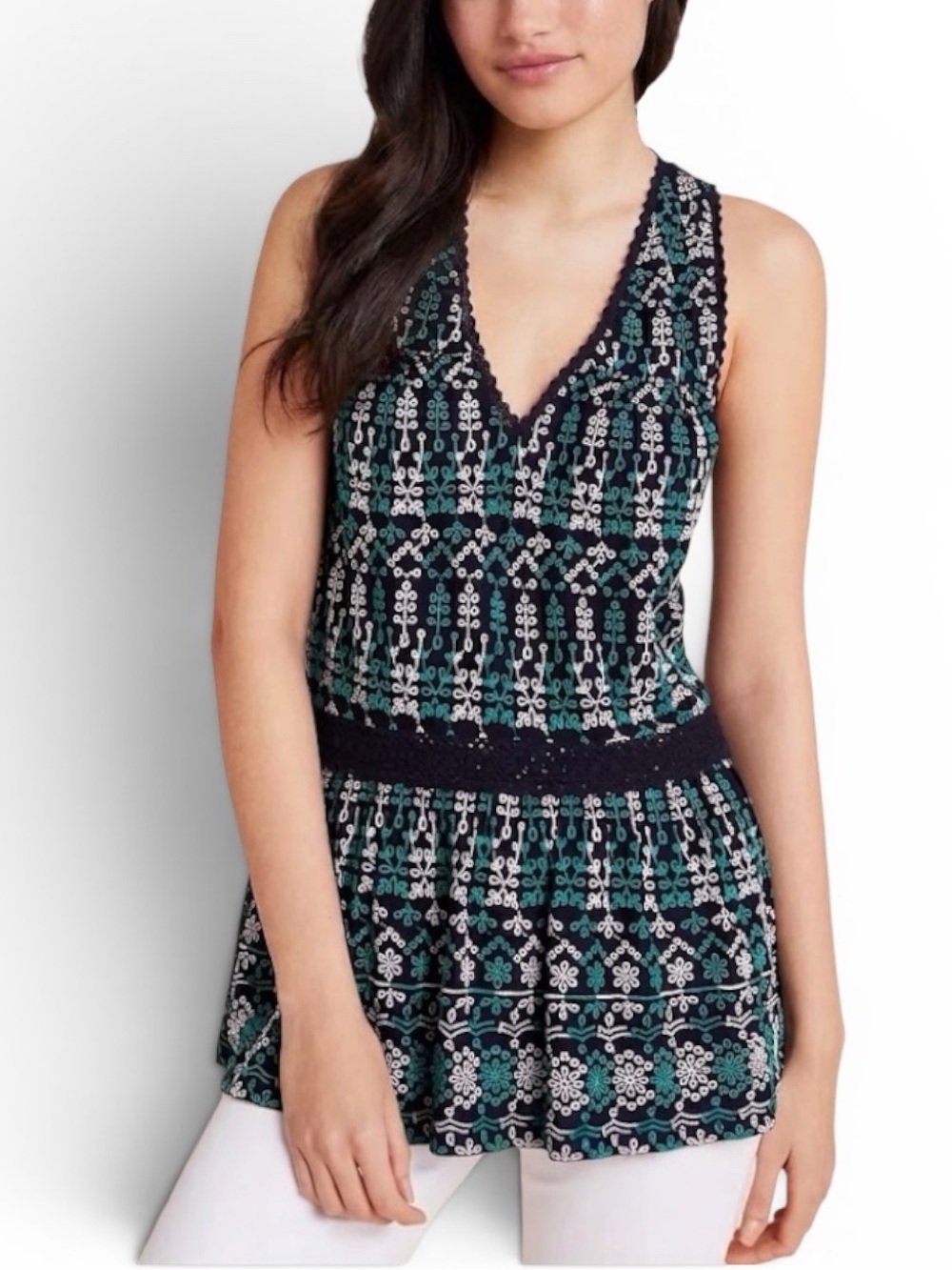 NEW NWT Anthropologie Maeve Cammie Embroidered Peplum Top - Picture 1 of 8
